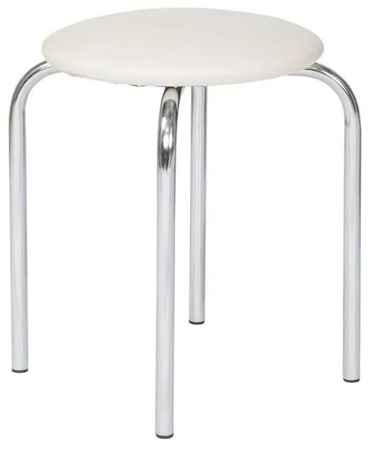 Scaun dining de tip taburet Chico Chrome, piele ecologica, crem