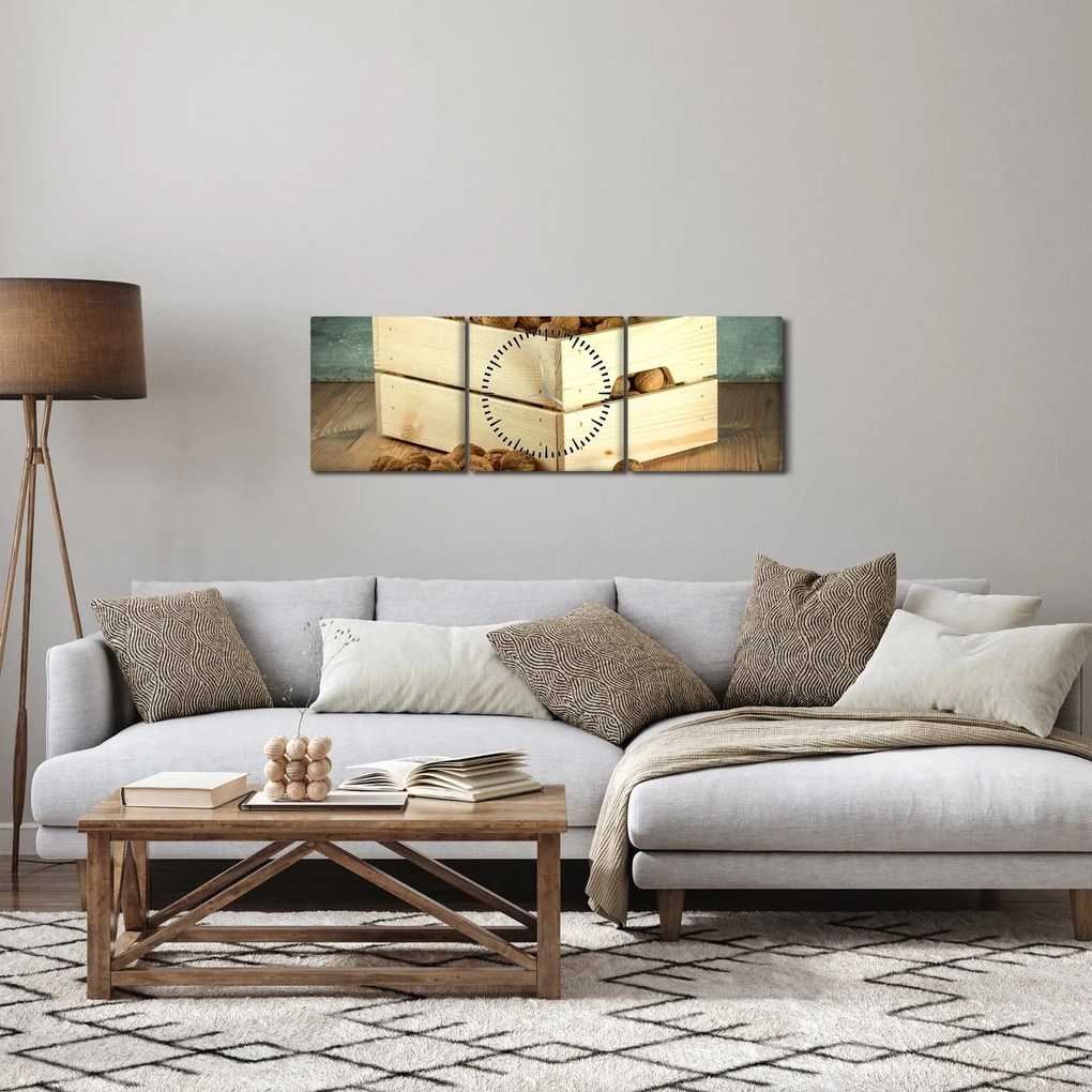 Tablou - Natură moartă de toamnă cu nuci (cu ceas) (90x30 cm)