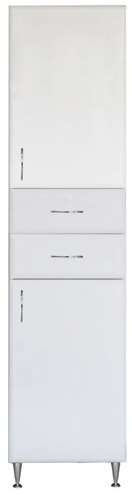 Dulap înalt Bianca Plus 45 cu 2 uși, 2 sertare, alb lucios, dreapta