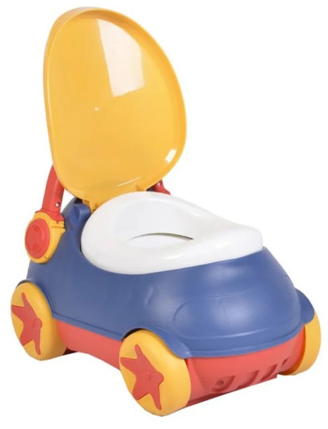 Olita 2 in 1 pentru copii NOVOKIDSª Mini Car , Cu functie trotineta, Vas detasabil, Plastic non toxic, cu capac , Model masinuta , Albastru