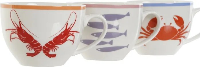 Set cană și farfurioară din porțelan cu motive marine, 220 ml, 12×9×7 cm, „Aigua"