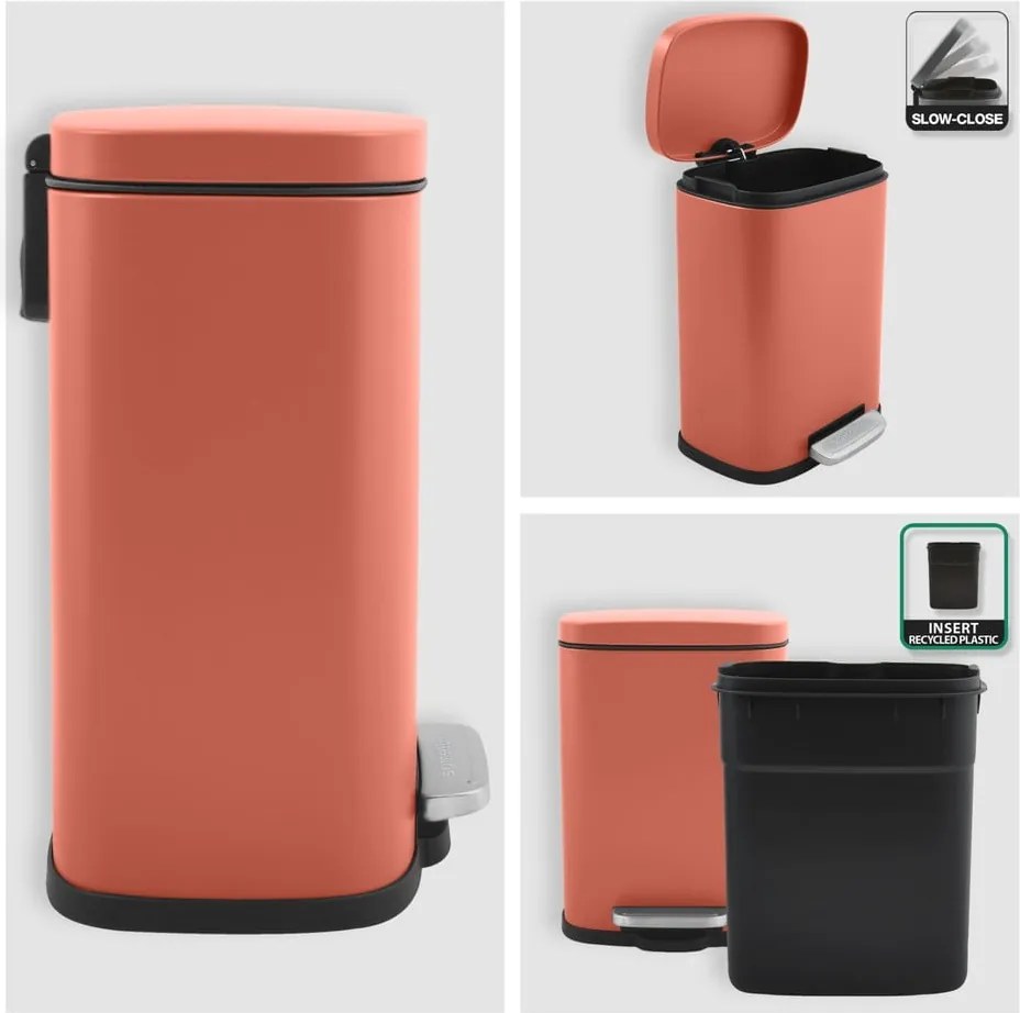 Coș de gunoi teracotă cu pedală din oțel 5 l Akira – Spirella