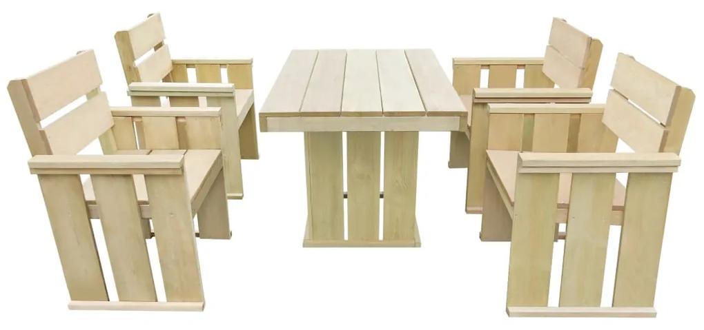43261 vidaXL Set mobilier de exterior, 5 piese, lemn de pin tratat