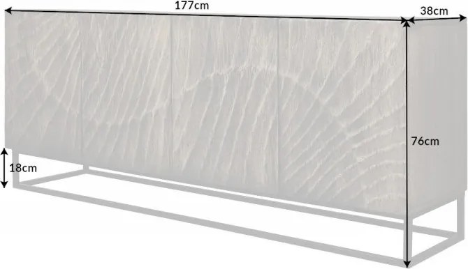 Comoda din lemn de mango Scorpion 177cm, gri