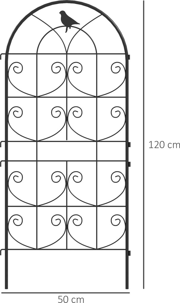 Outsunny Suport pentru plante agățătoare cu modele de păsări set de 2 spalieri de grădină pentru legume viță flori metal 50 x 120 cm negru | Aosom Romania