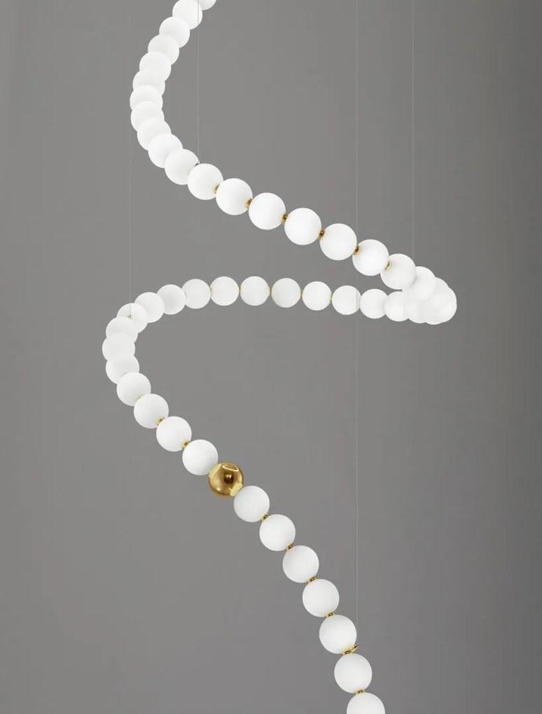 Lustra LED dimabila, deosebita design lux PERLA opal, auriu