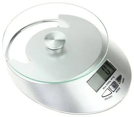 Cantar electronic de bucatarie, Verk Group, max 5 kg, argintiu, afisaj digital, 1xCR 2032, 19x16x3.5 cm