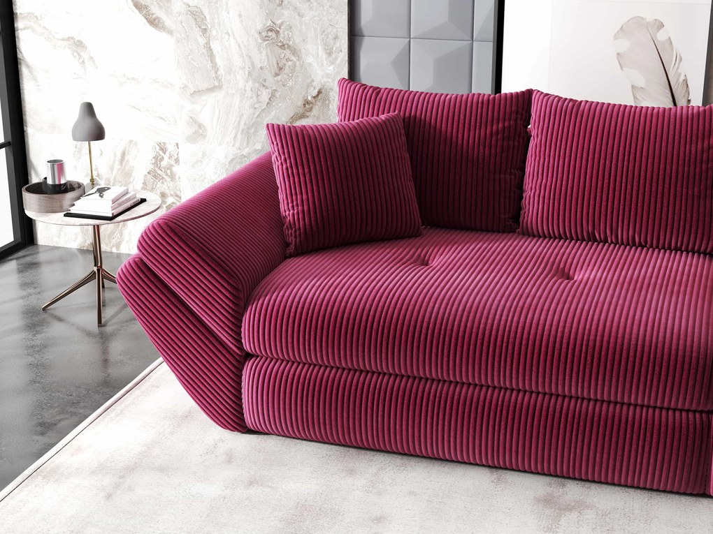 Canapea extensibilă dumonde cu ladă de depozitare si sezut confortabil din spuma high-density, Loana Zoom Rosu 300x100 cm