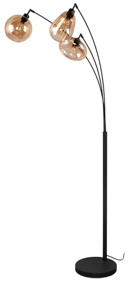 Lampadar negru/portocaliu cu abajur din sticlă (înălțime 200 cm) Lumina – Trio