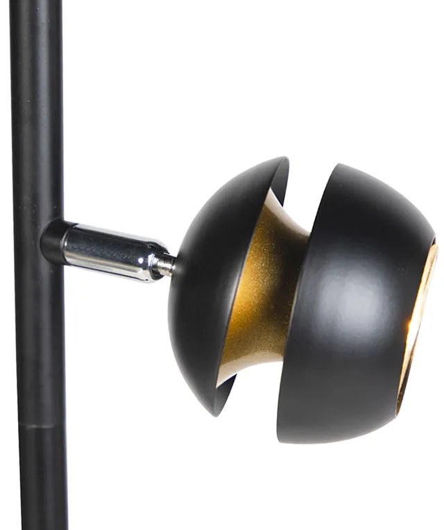 Lampa de podea moderna cu 3 lumini neagra cu interior auriu - Buell Deluxe