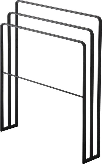 Suport pentru prosoape, metal, negru, 81 x 70 x 14 cm