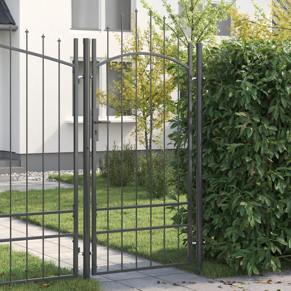 vidaXL Poartă de grădină cu blocare Gri 200 x 100 cm 100 x 200 cm Oțel