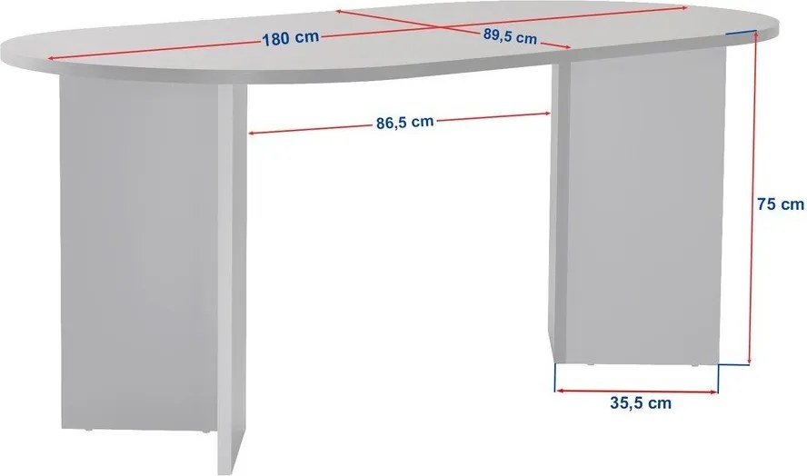 Masă de dining cu aspect de lemn de stejar 89,5x180 cm Sablin – Kalune Design