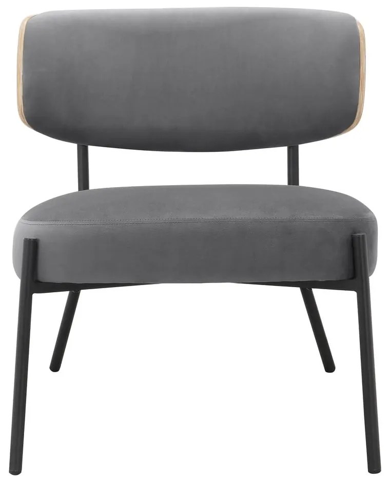 Fotoliu cu taburet gri cu tapițerie din catifea Jerry – Støraa