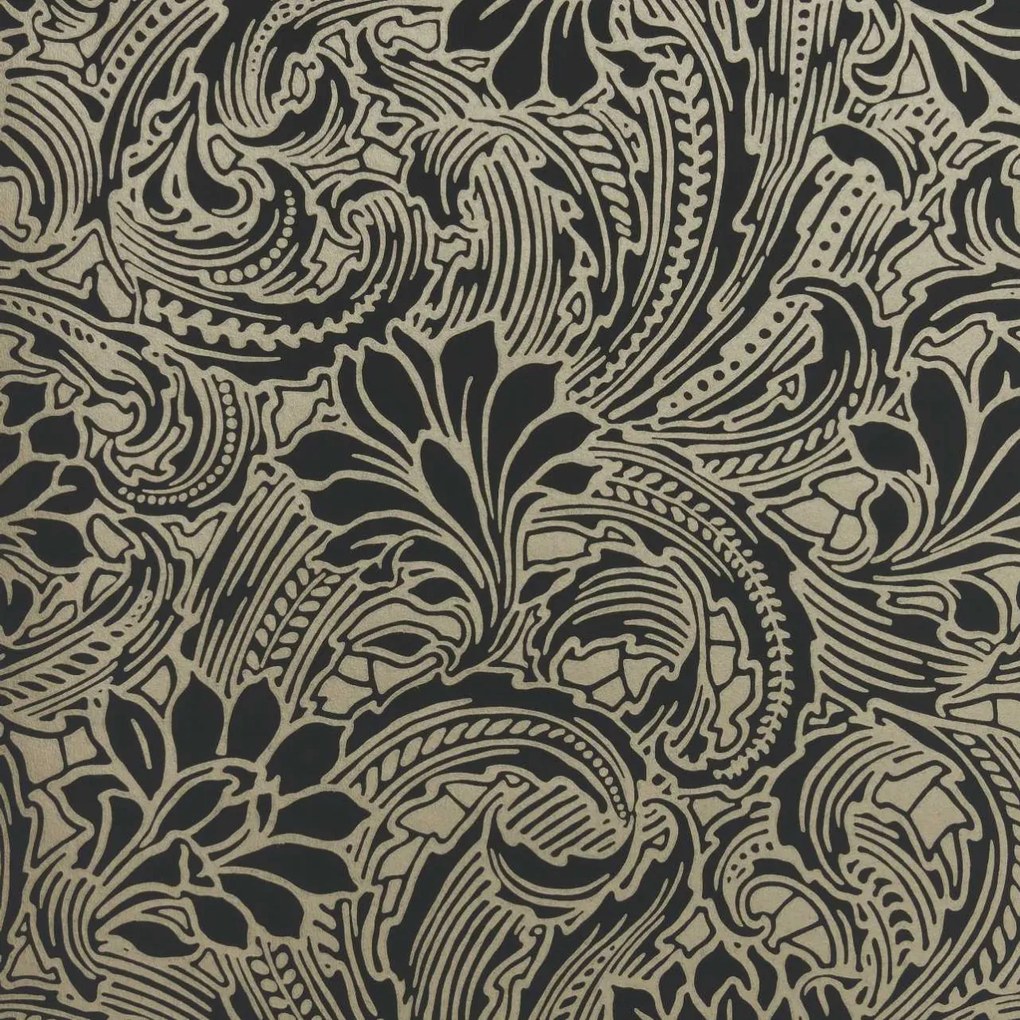 Tapet Eden, Midnight Black and Gold, 1838 Wallcoverings, 5.3mp / rola