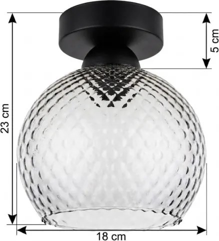 BRILAGI - Plafonieră LED R GLASS 1xE27/60W/230V Ø 18 cm negru/gri fumuriu
