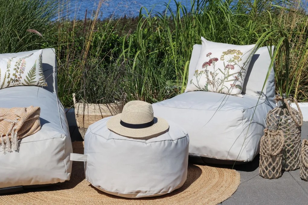 Fata de perna off white, din bumbac, model floral, 45x45cm, Aix