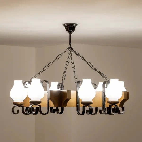 Lustră pe lanț Brilagi QUEEN 8xE14/40W/230V fag/nuc