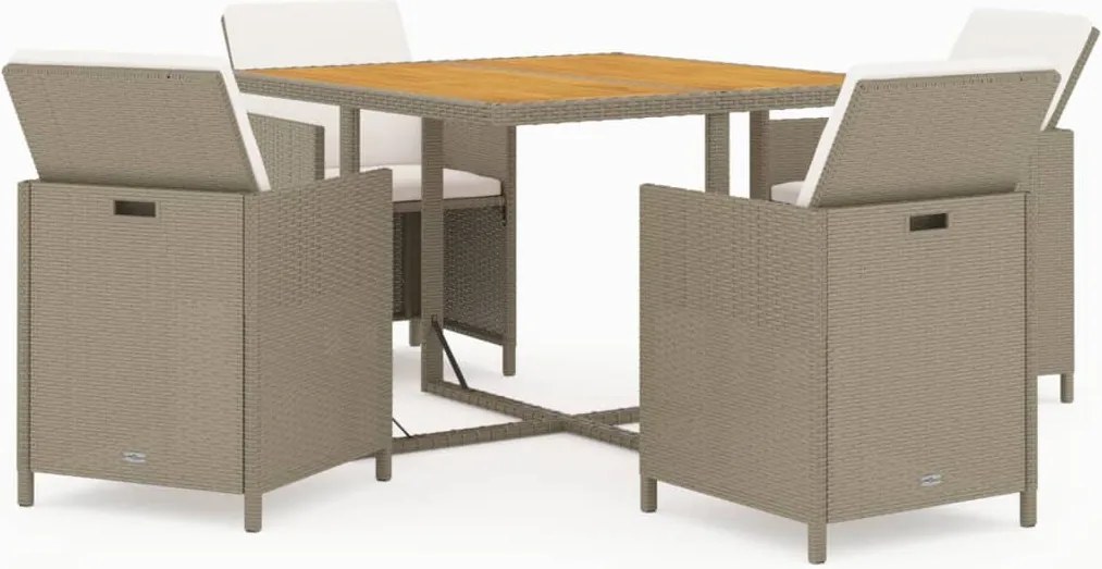 vidaXL Set mobilier de grădină cu perne, 5 piese, bej, poliratan