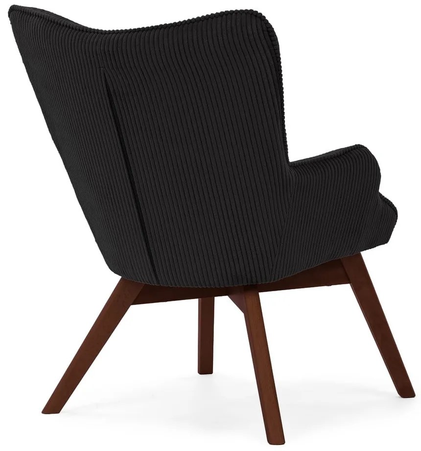 Fotoliu negru cu tapițerie din catifea reiată Niko – Ropez