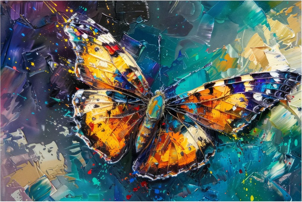 Tablou - Fluture, pictură în ulei (90x60 cm)