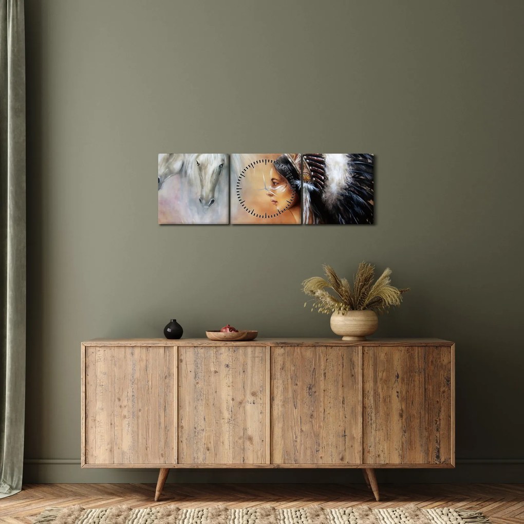 Tablou - Farmecele indienilor (cu ceas) (90x30 cm)