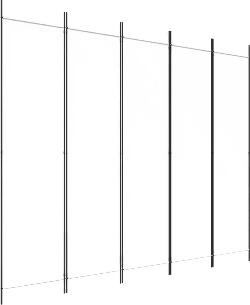 vidaXL Paravan de cameră cu 5 panouri, alb, 250x200 cm, textil