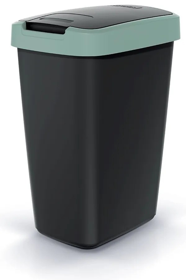 Coș de gunoi cu capac colorat, 12 l, verde/negru