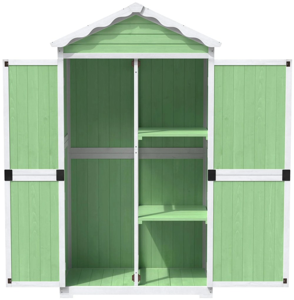 Depozit exterior pentru mobilier de grădină din lemn, design rezistent la intemperii cu întărituri stabile în formă de X, 93x45x179 cm, Verde
