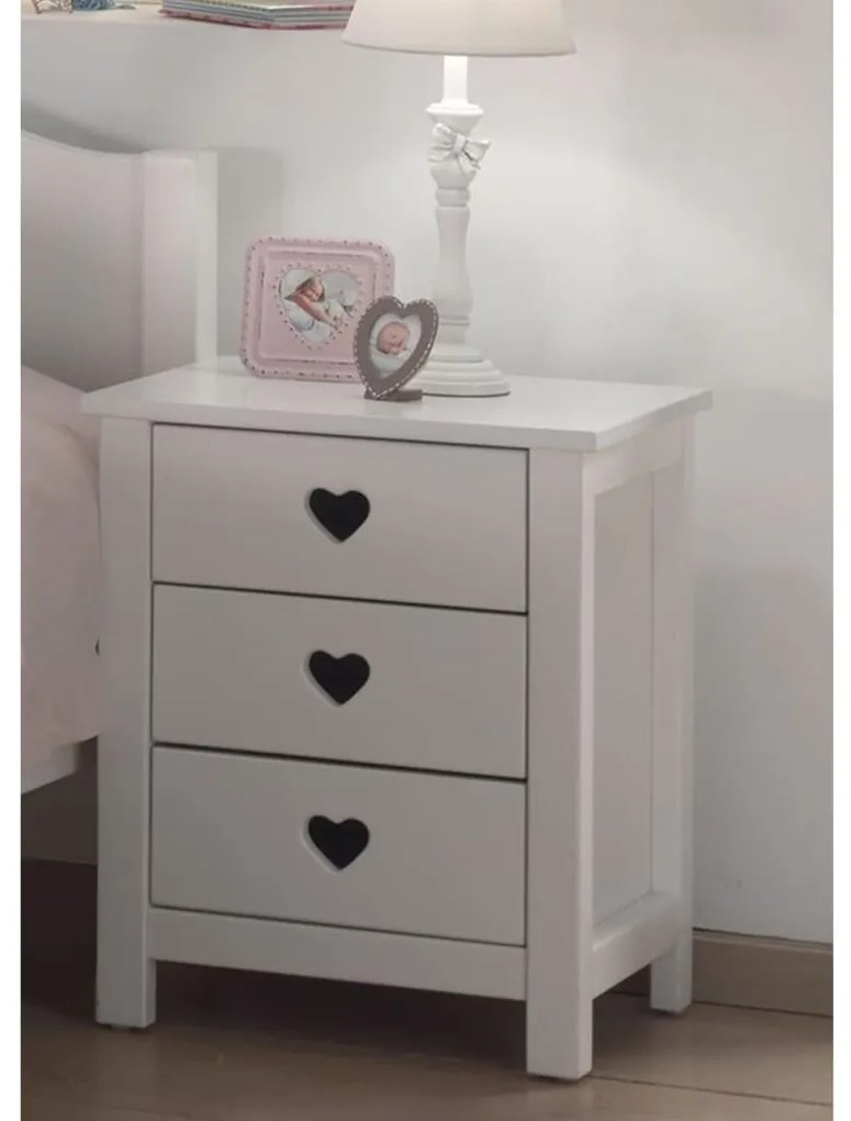442688 Vipack Noptieră "Amori", 3 sertare, alb, lemn