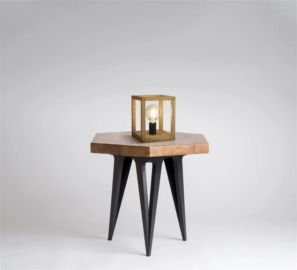 Lampa de masa din lemn design rustic industrial Square