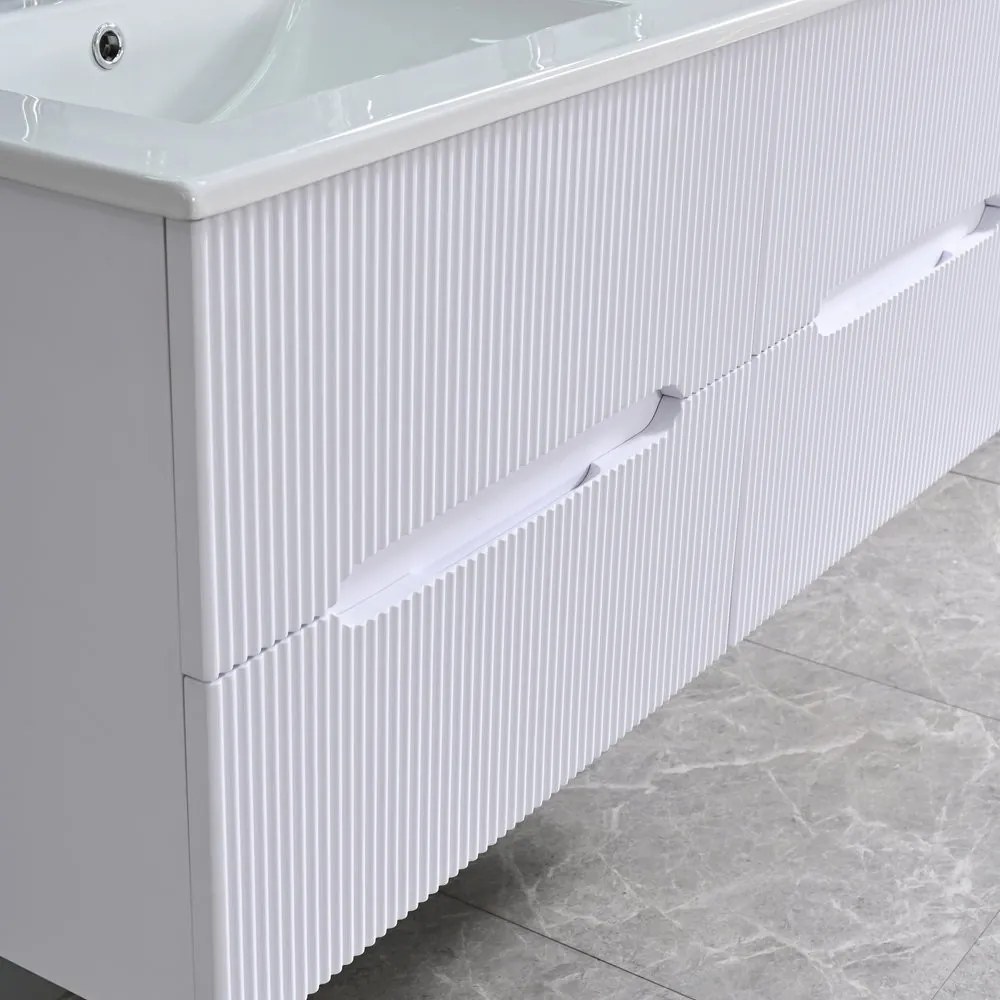 Trent 120 dulap de baie inferior cu chiuvetă ceramică 4 sertare, alb