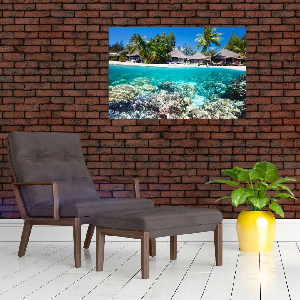 Tablou cu plaja pe insulă tropicală (90x60 cm)