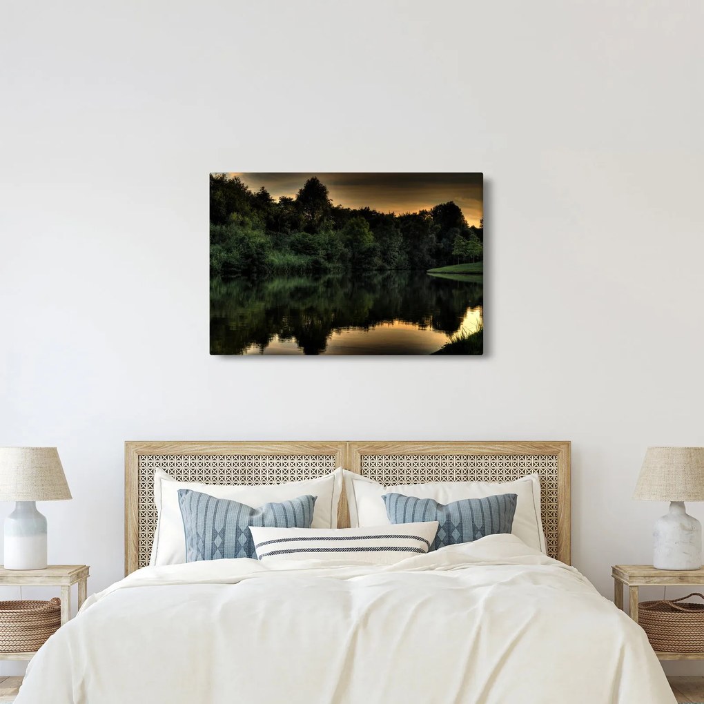 Tablou cu lac în pădure (90x60 cm)