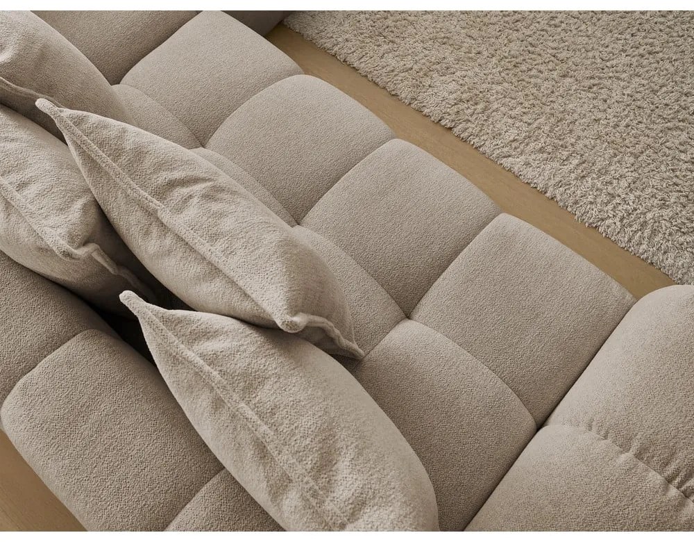 Colțar taupe extensibil/cu spațiu de depozitare cu tapițerie din chenille (cu colț pe partea dreaptă/în formă de ”L”) Everest – Bobochic Paris