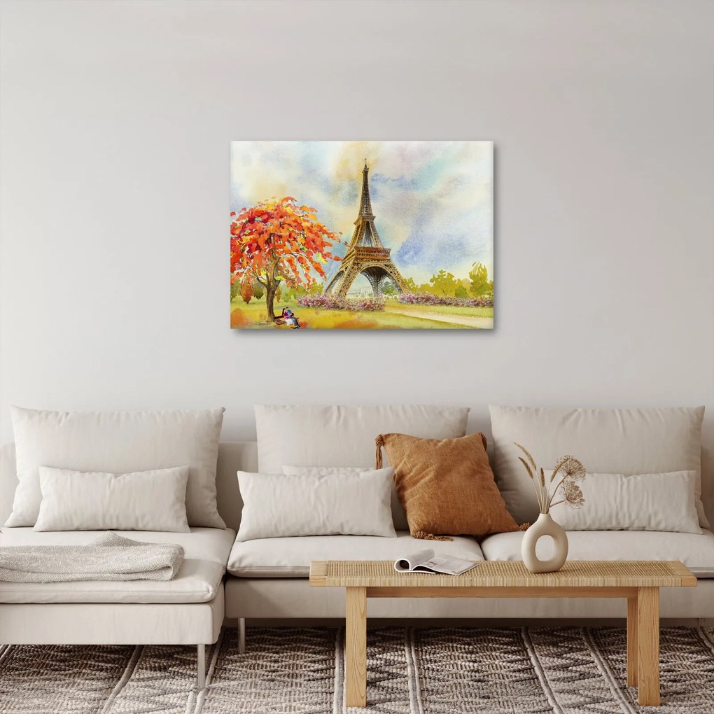 Tablou pictat cu turnul Eiffel (70x50 cm)