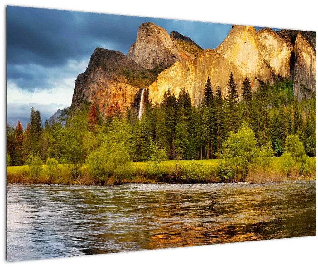 Tablou - Stânci lăngă lac (90x60 cm)