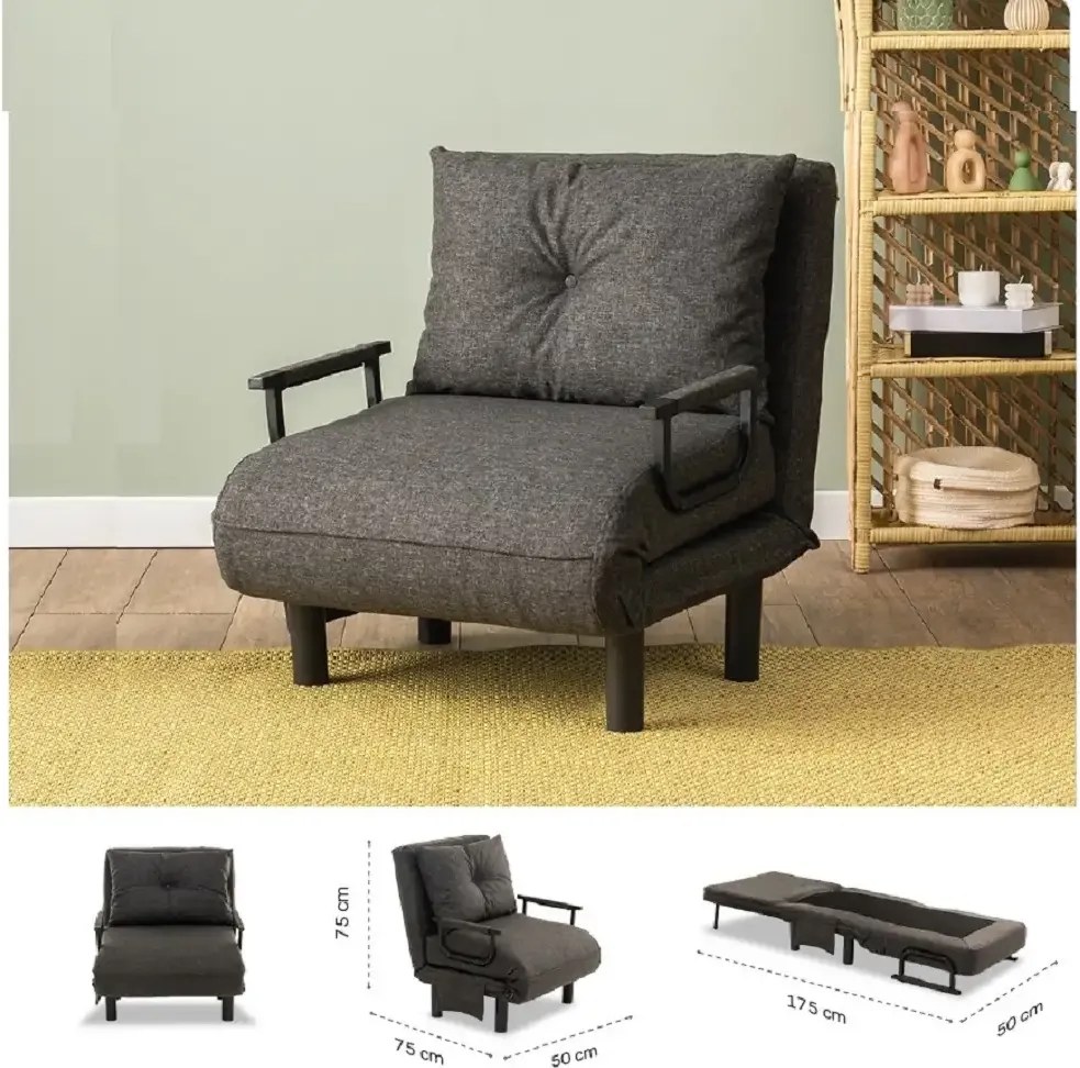 Fotoliu Extensibil,reglabil,Sento,175 x 50 cm,gri