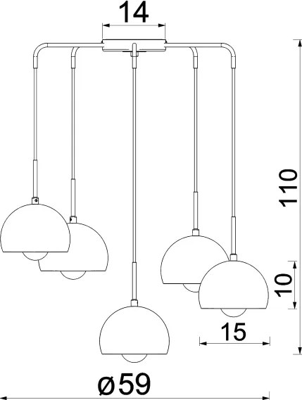 Lustră SOOL suspendată pe cablu, 5xE27/15W/230V, crem