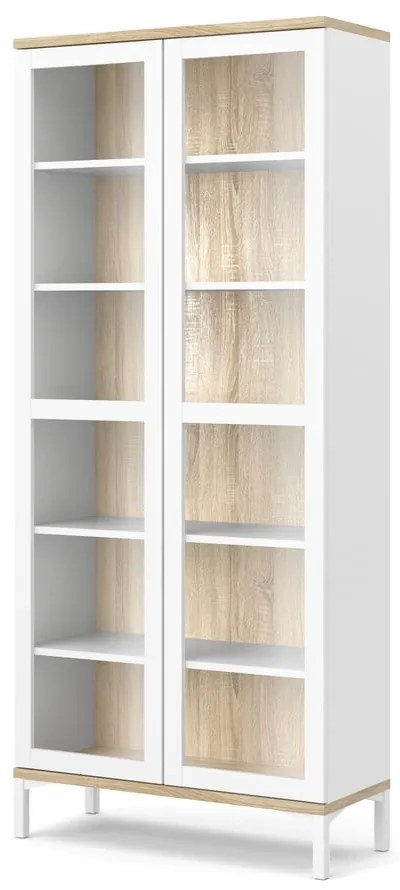 Vitrină albă-în culoare naturală cu aspect de lemn de stejar 89x203x36 cm Roomers – Tvilum