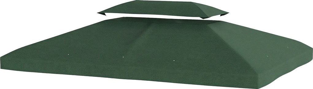 Outsunny Husă de Schimb 4x3 m cu Acoperiș Dublu, Orificii de Scurgere și Protecție UV, Doar Husa, NU Include Cadru, Verde | Aosom Romania