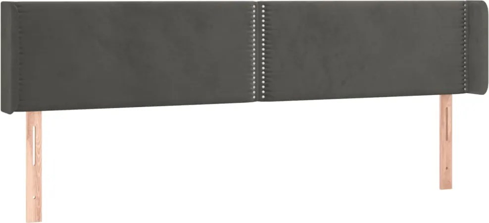 vidaXL Tăblie de pat cu aripioare gri închis 163x16x78/88 cm catifea
