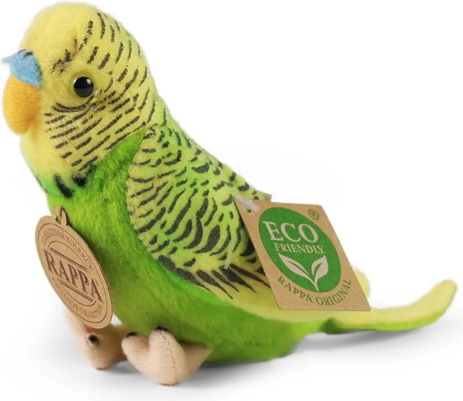 Papagal de pluș Rappa, verde, 11 cm, cu sunet