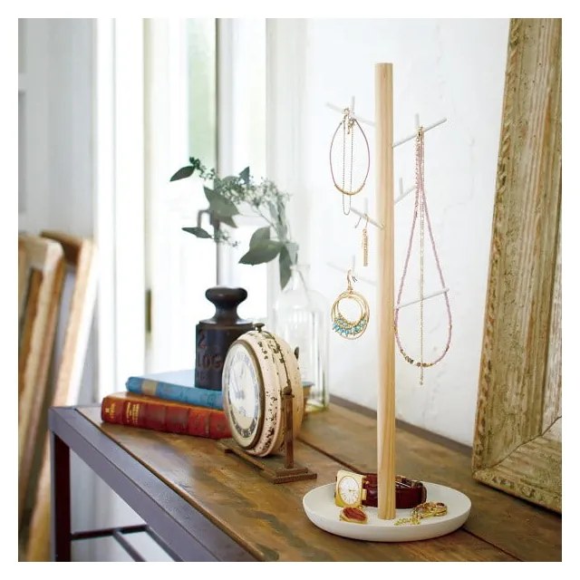 Suport bijuterii cu detalii din lemn de fag YAMAZAKI Tosca Branch, alb