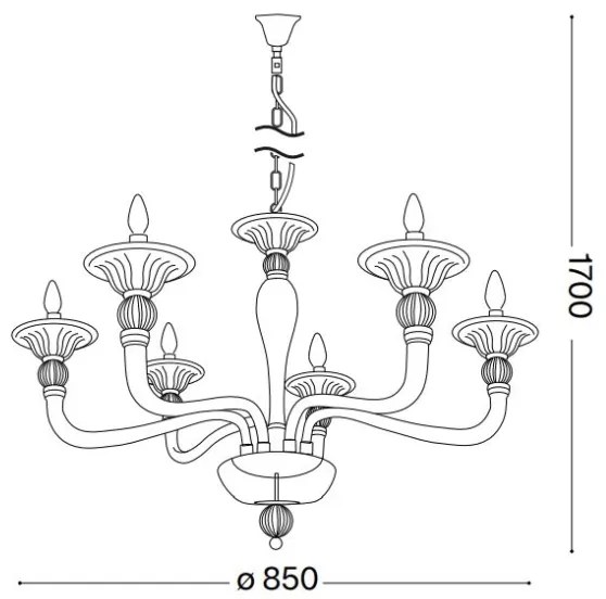 Lustră pe lanț Ideal Lux DANIELI 6xE14/40W/230V d. 85 cm alamă
