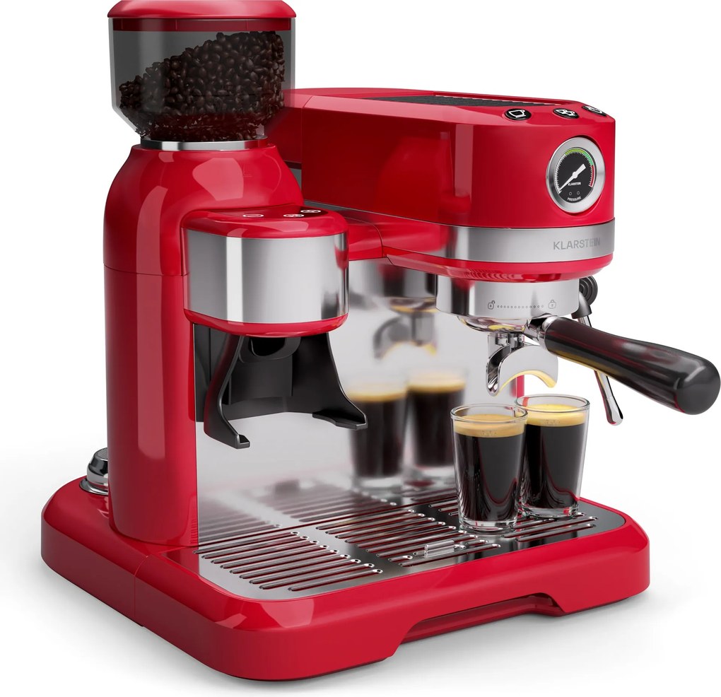 Klarstein Espressor Bella, Vintage, râșniță, 20 bari, spumator de lapte, manometru, 1550 W