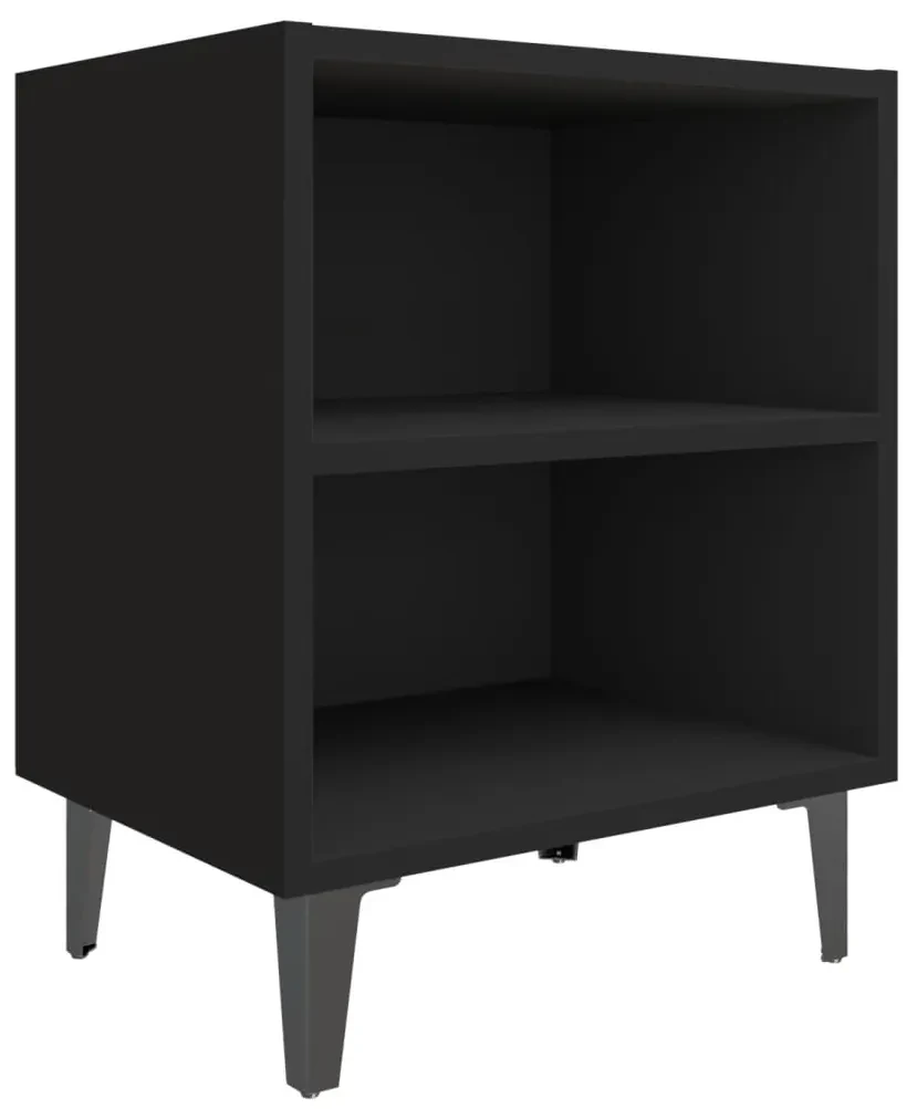 805799 vidaXL Noptieră cu picioare metalice, negru, 40x30x50 cm