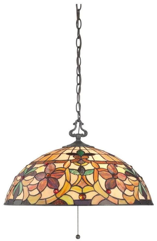 Lustră suspendată cu lanț Tiffany KAMI Elstead QZ-KAMI-P, 3 x E27, 60 W, 230 V