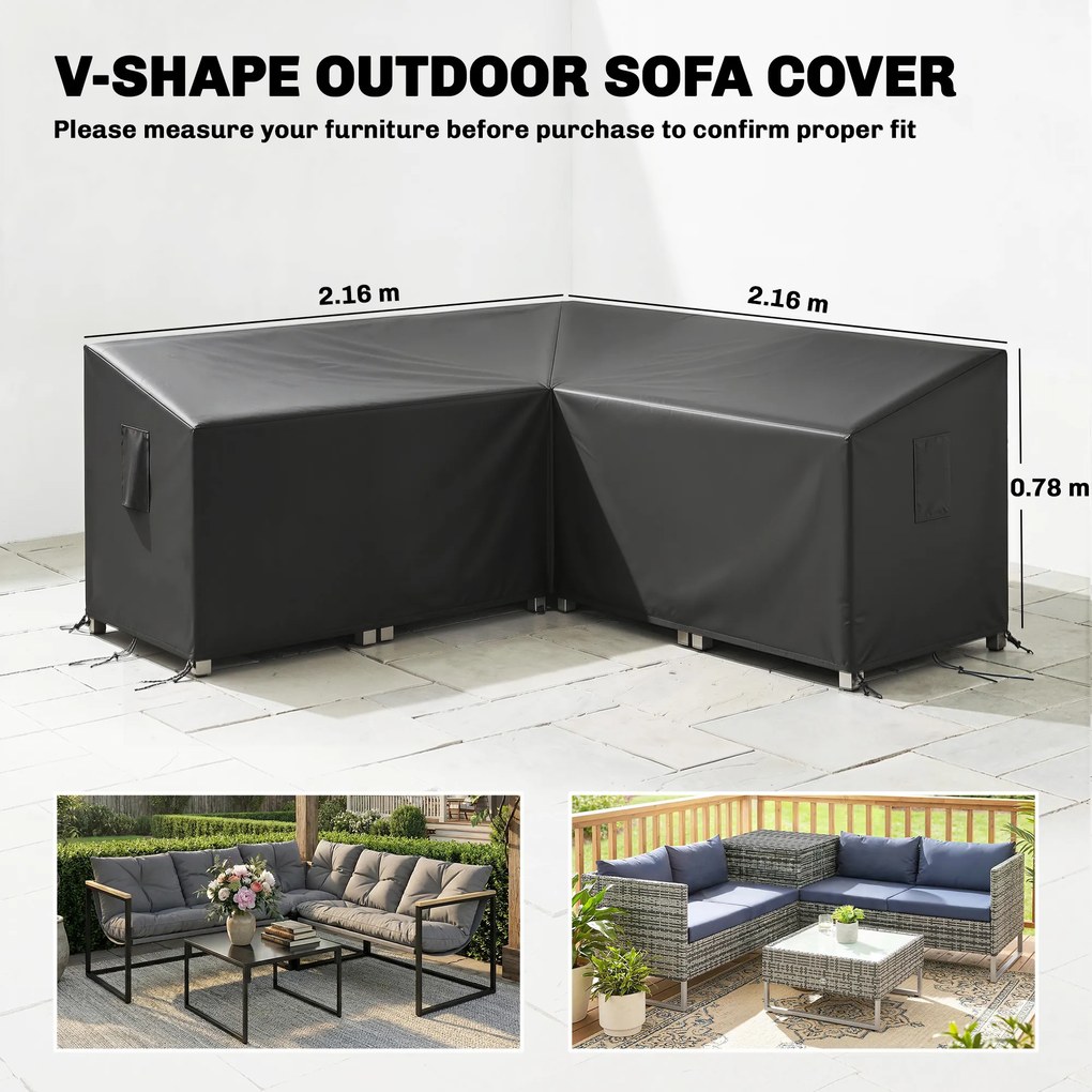 Outsunny Husa pentru mobilier de grădină rezistentă la iarnă, impermeabilă, în formă de V, anti-UV, 420D Oxford Gewebe 216x216x78 cm Negru | Aosom Romania