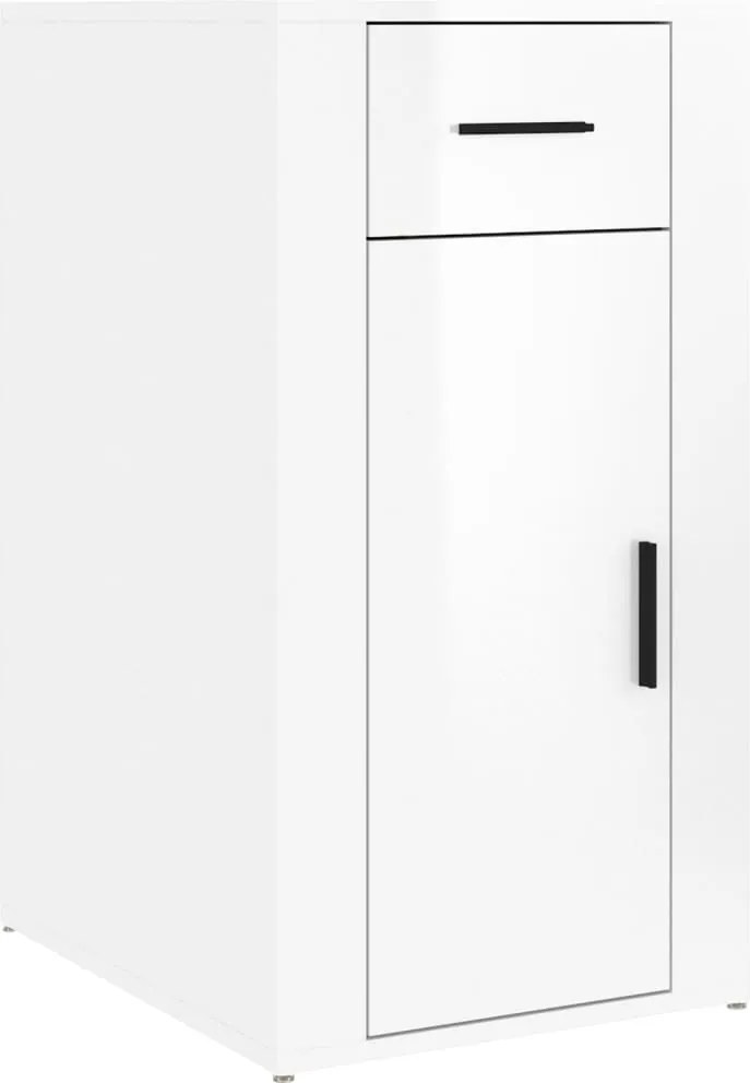 vidaXL Birou, alb extralucios, 40x49x75 cm, lemn prelucrat